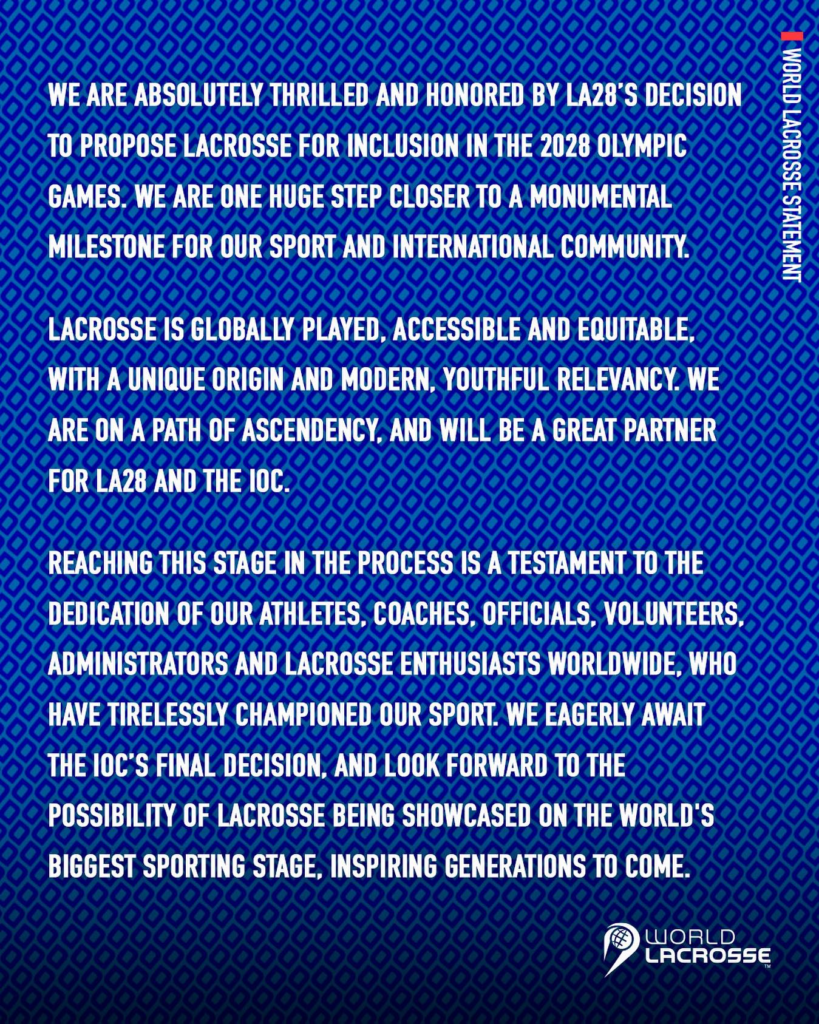 World Lacrosse Olympics Statement
